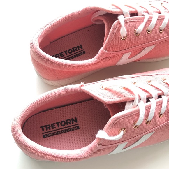 Tretorn Women's Nylite Blush Pink Rose Gold Canvas Lace-Up Sneakers - Picture 3 of 6